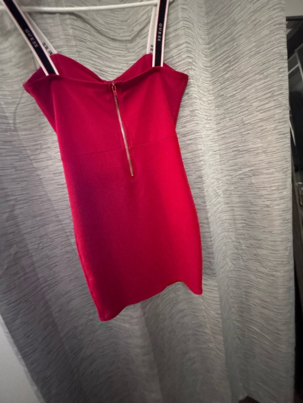 Guess Fitted Red Bustier Mini Dress with Branded Straps - Picture 3 of 3
